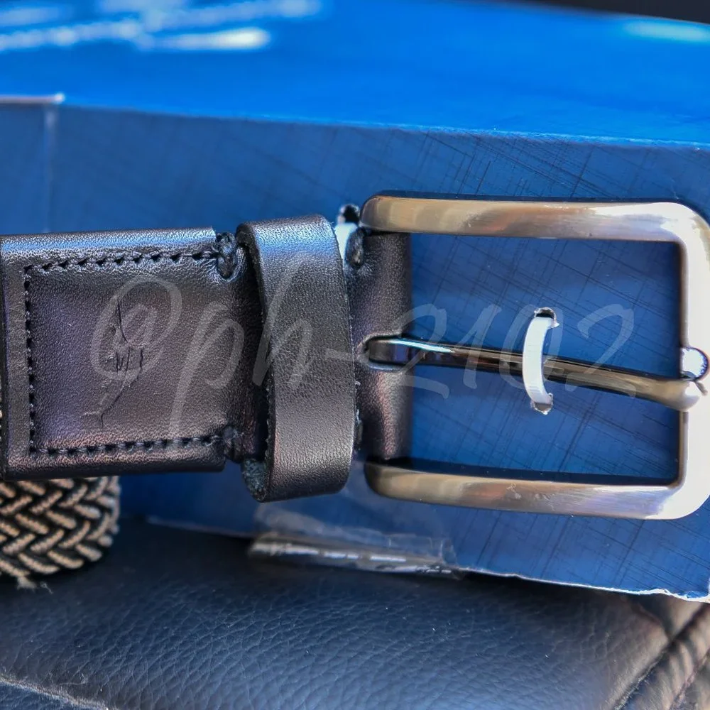 Tommy Bahama Men's Stretch Braided Belt‎ Black/Khaki